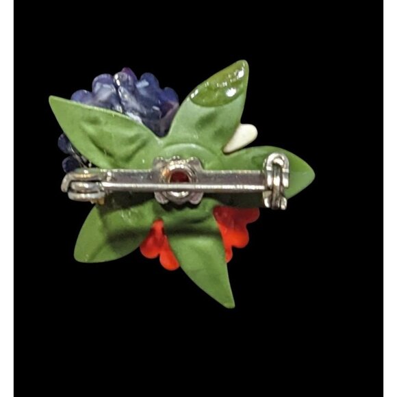 Vintage Celluloid Mini Floral Bunch Brooch - Picture 2 of 4